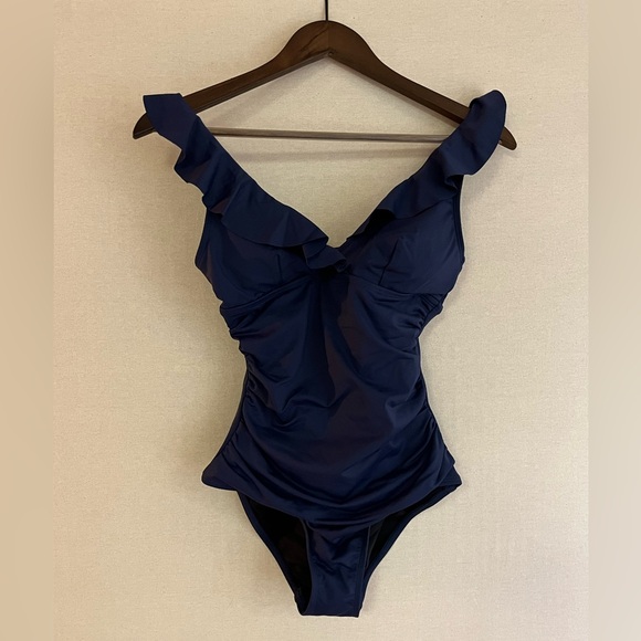 NWT CUPSHE Roaming River Ruffled V-Neck Slim & Sculpt One Piece Size Small - Picture 4 of 5